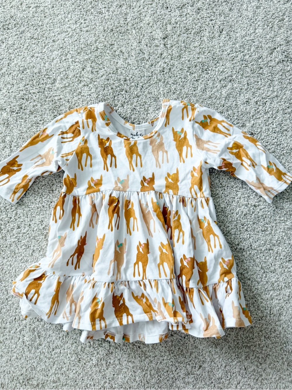 White Baby Peplum with Golden Deer Print